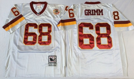 Redskins 68 Russ Grimm White Throwback Jersey