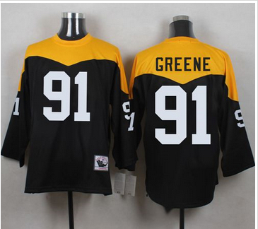 Mitchell And Ness 1967 Pittsburgh Steelers 91 Kevin Greene Black Yelllow Throwback Men 27s Stitched