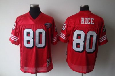 San Francisco 49ers 80 J.Rice red Throwback Jersey 75Th