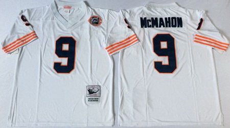 Mitchell&Ness Bears 9 Jim McMahon White Big No Throwback Stitched NFL Jersey