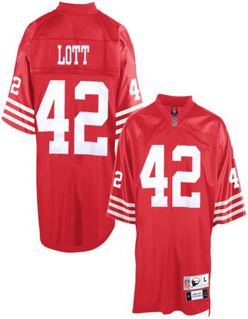 San Francisco 49ers 42 Ronnie Lott Red Throwback