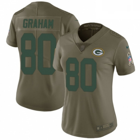 Womens Nike Green Bay Packers 80 Jimmy Graham Limited Olive 2017 Salute to Service NFL Jersey