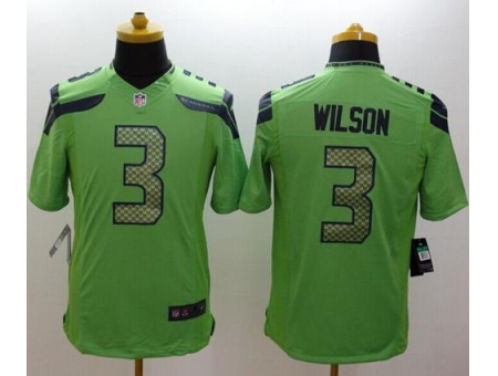 Youth Nike Seattle Seahawks #3 Russell Wilson Green Alternate Stitched NFL Limited Jersey