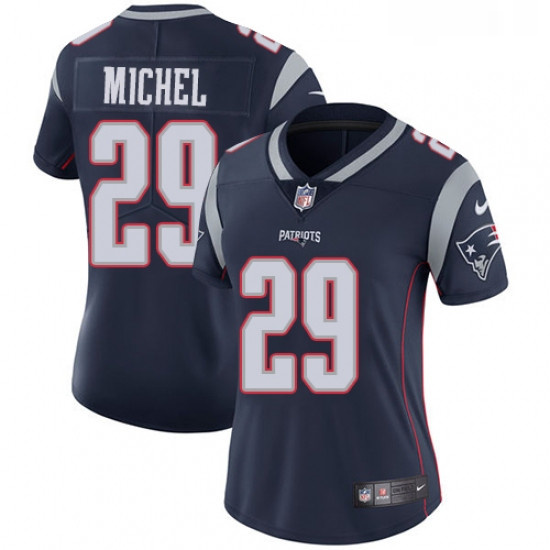 Womens Nike New England Patriots 29 Sony Michel Navy Blue Team Color Vapor Untouchable Limited Playe