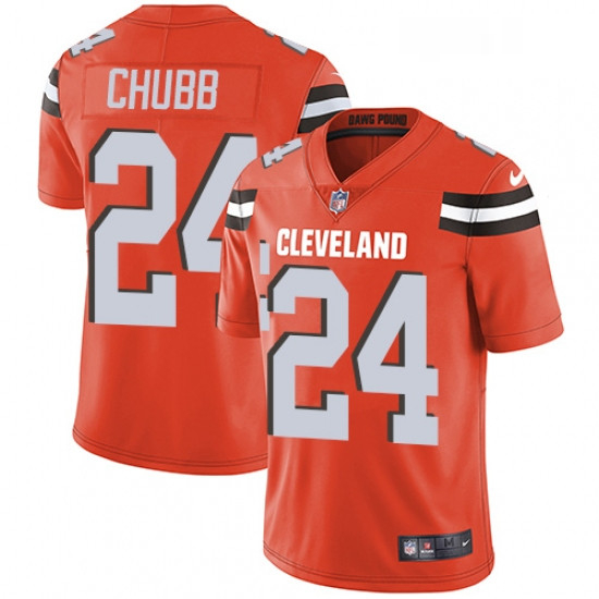 Mens Nike Cleveland Browns 24 Nick Chubb Orange Alternate Vapor Untouchable Limited Player NFL Jerse