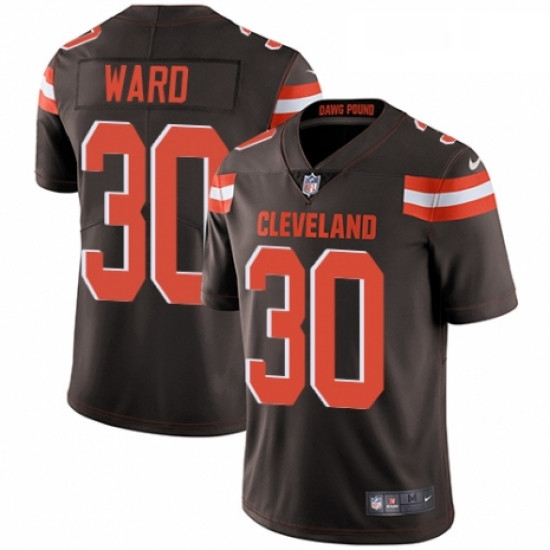 Mens Nike Cleveland Browns 30 Denzel Ward Brown Team Color Vapor Untouchable Limited Player NFL Jers