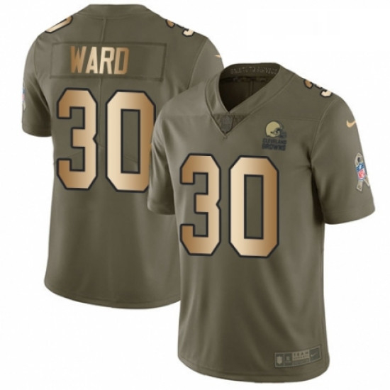 Mens Nike Cleveland Browns 30 Denzel Ward Limited OliveGold 2017 Salute to Service NFL Jersey