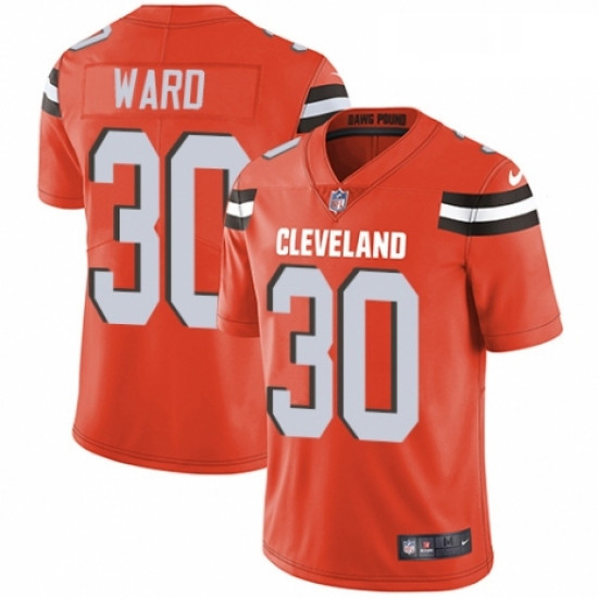 Mens Nike Cleveland Browns 30 Denzel Ward Orange Alternate Vapor Untouchable Limited Player NFL Jers