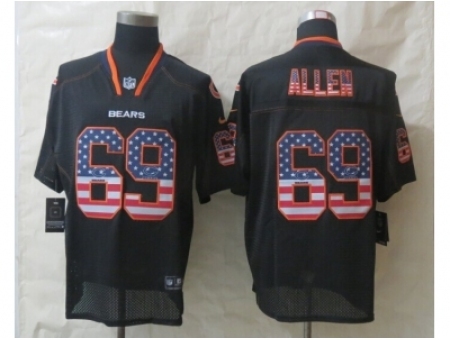 Nike Chicago Bears 69 Jared Allen Black Elite USA Flag Fashion NFL Jersey