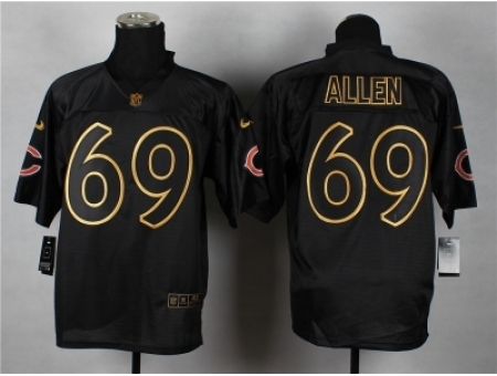 Nike Chicago Bears 69 Jared Allen black Elite gold lettering fashion NFL Jersey