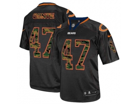 Nike Chicago Bears 47 Chris Conte Black Elite Camo Number NFL Jersey