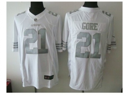 Nike San Francisco 49ers 21 Frank Gore White Game Platinum NFL Jersey