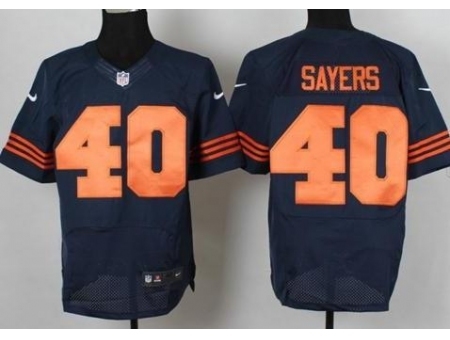 Nike Chicago Bears 40 Gale Sayers Blue Elite Orange Number NFL Jersey