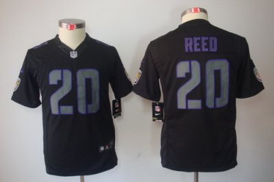 Youth Nike Baltimore Ravens #20 Ed Reed Black Jerseys[Impact Limited]