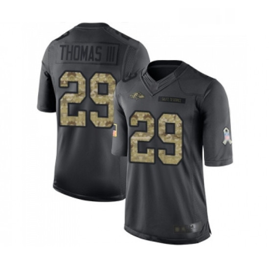 Youth Baltimore Ravens 29 Earl Thomas III Limited Black 2016 Salute to Service Football Jersey