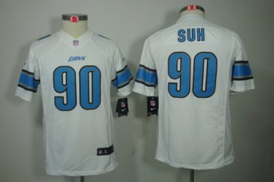 Youth Nike Detroit Lions 90# Ndamukong Suh White Color[Youth Limited Jerseys]