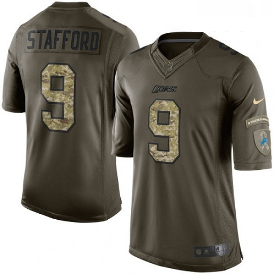 Youth Nike Detroit Lions 9 Matthew Stafford Elite Green Salute to Service NFL Jersey