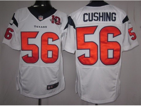 Nike Houston Texans 56 Brian Cushing White Elite W 10th Patch NFL Jersey