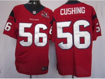 Nike Houston Texans 56 Brian Cushing Red Elite W 10th Patch NFL Jersey