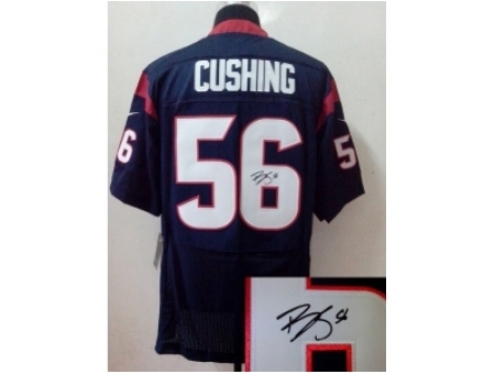 Nike Houston Texans 56 Brian Cushing blue Elite signature NFL Jersey