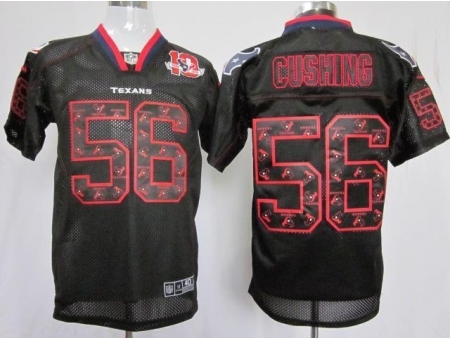 Nike Houston Texans 56 Brian Cushing Black Elite Lights Out W 10th Patch NFL Jersey