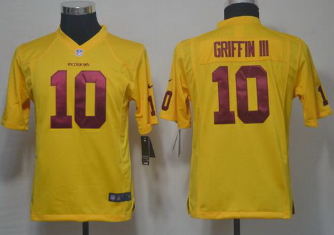 Youth Nike Washington Redskins 10# Robert Griffin III Yellow Nike NFL Jerseys