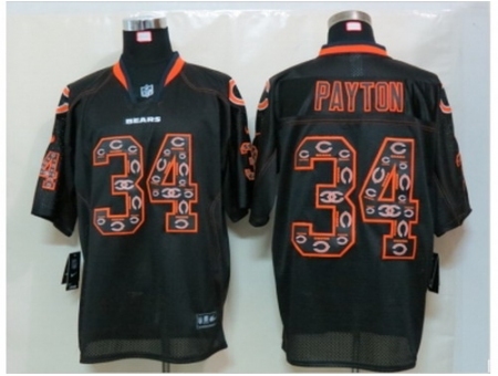 Nike Chicago Bears 34 Walter Payton Black Elite Lights Out fashion Nunber NFL Jersey