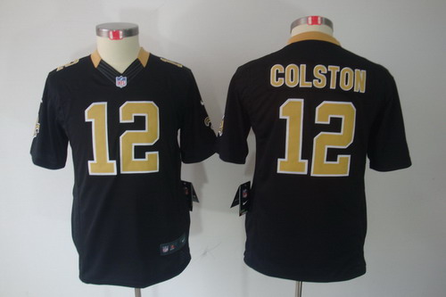 Nike Youth New Orleans Saints #12 Colston Black Limited Jerseys