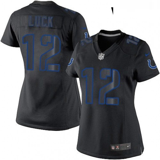 Womens Nike Indianapolis Colts 12 Andrew Luck Limited Black Impact NFL Jersey