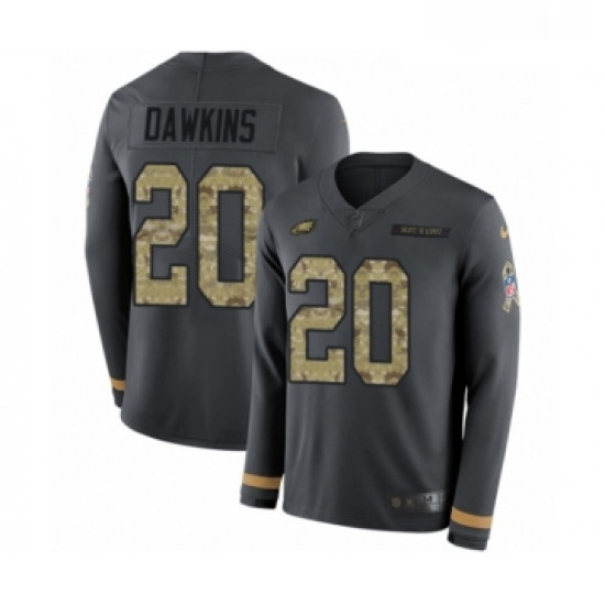 Mens Nike Philadelphia Eagles 20 Brian Dawkins Limited Black Salute to Service Therma Long Sleeve NF