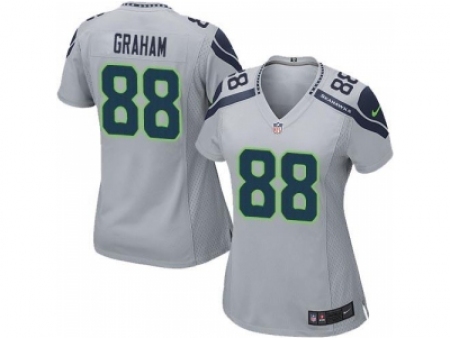 Women Nike Seattle Seahawks 88 Jimmy Graham Grey NFL Jersey