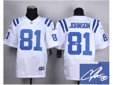 Nike Indianapolis Colts 81 Andre Johnson white Elite Signature NFL Jersey