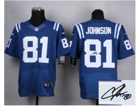 Nike Indianapolis Colts 81 Andre Johnson blue Elite Signature NFL Jersey