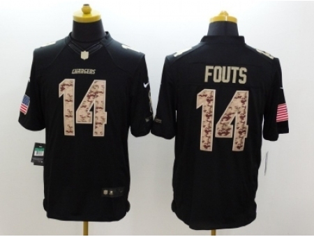 Nike San Diego Chargers 14 Dan Fouts black Limited Salute to Service NFL Jersey