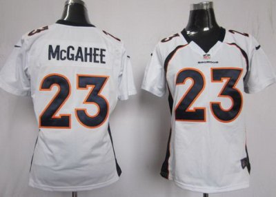 Women Nike Denver Broncos 23 Willis McGahee White Jerseys