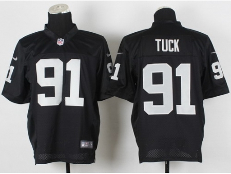 Nike Oakland Raiders 91 Justin Tuck Black Elite NFL Jersey