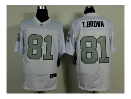 Nike Oakland Raiders 81 Tim Brown white Elite number silver NFL Jersey