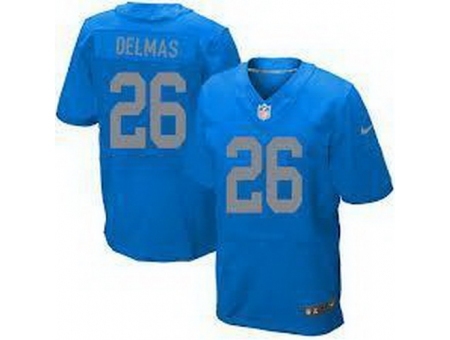 Nike Detroit Lions 26 Louis Delmas Light Blue Elite NFL Jersey