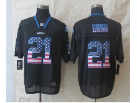 Nike Detroit Lions 21 Reggie Bush Black Elite USA Flag Fashion NFL Jersey