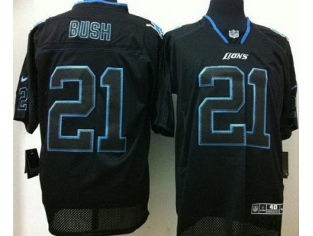 Nike Detroit Lions 21 Reggie Bush Black Elite Light Out NFL Jersey