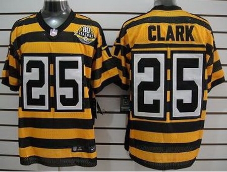 Nike Pittsburgh Steelers 25 Ryan Clark Yellow Black 80th Throwback NFL Jersey