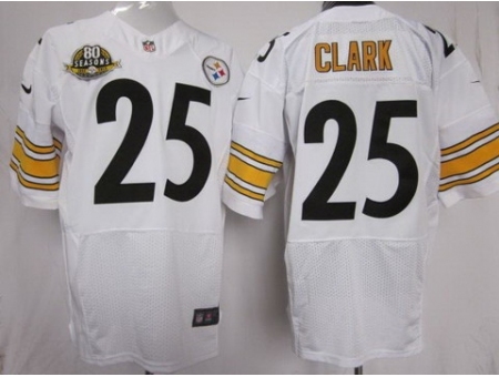 Nike Pittsburgh Steelers 25 Ryan Clark White Elite W 80 Anniversary Patch NFL Jersey