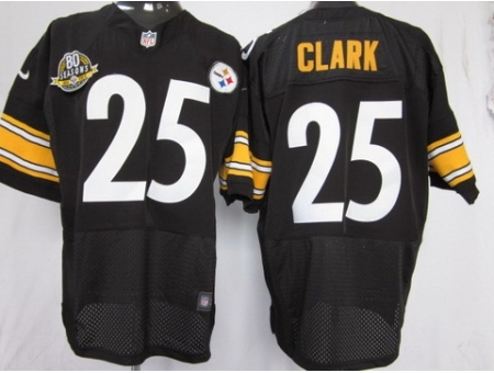 Nike Pittsburgh Steelers 25 Ryan Clark Black Elite W 80 Anniversary Patch NFL Jersey