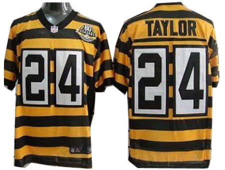 Nike Pittsburgh Steelers 24 Ike Taylor Yellow Black Elite 80th Throwback NFL Jersey