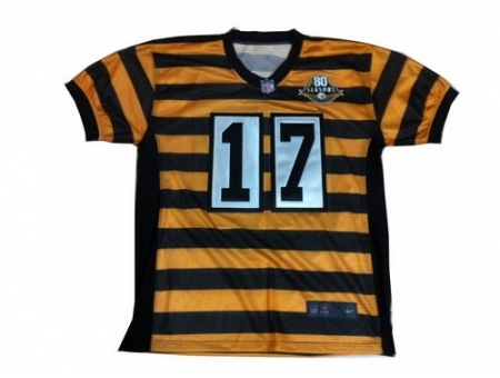 Nike Pittsburgh Steelers 17 Mike Wallace Yellow Black Elite 80th Throwback NFL Jersey