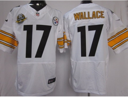 Nike Pittsburgh Steelers 17 Mike Wallace White Elite W 80 Anniversary Patch NFL Jersey