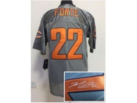 Nike chicago bears 22 Matt Forte grey Elite shadow Signed NFL Jersey