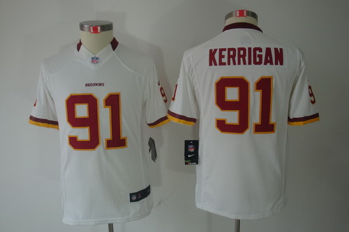 Youth Nike Washington Redskins 91# Kerrigan White Limited Jerseys