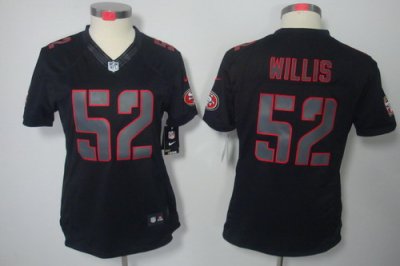 Women Nike San Francisco 49ers 52 Patrick Willis Black Jerseys[Impact Limited]