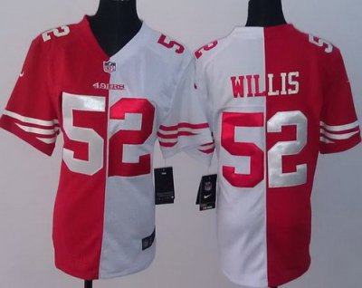 Women Nike San Francisco 49ers 52 Patrick Willis White Red Split NFL Jerseys